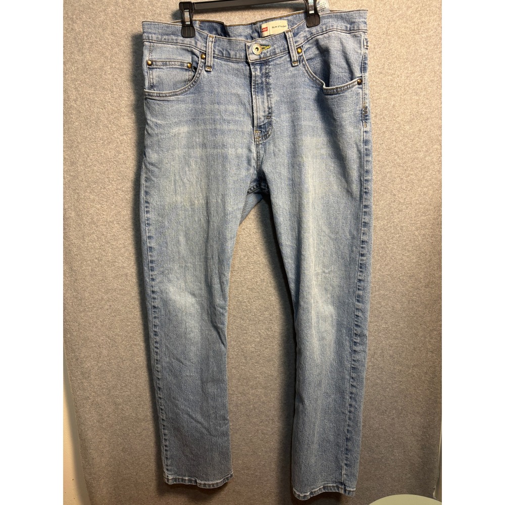 Wrangler Slim Straight Jeans 33x30 Light Wash Cowboy Western Denim